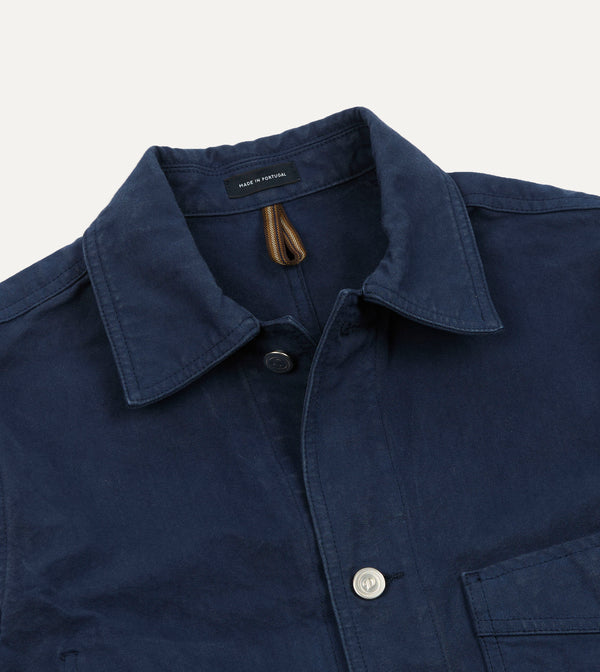 Drake's Kennedy By Drake’s Navy Cotton Duck Canvas Five-Pocket Chore Jacket
