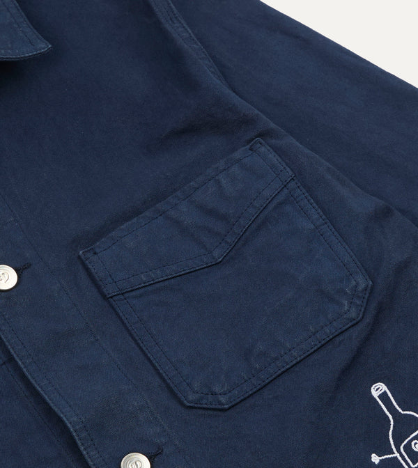 Drake's Kennedy By Drake’s Navy Cotton Duck Canvas Five-Pocket Chore Jacket