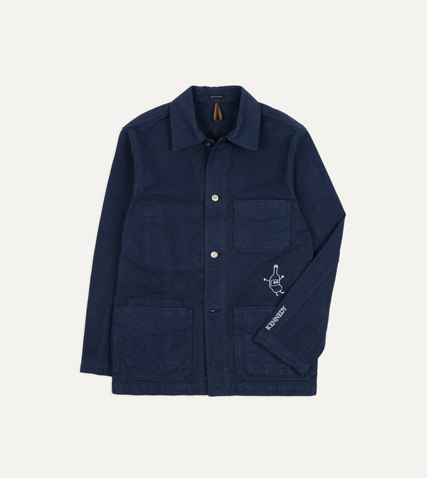drake's Kennedy by Drake’s Navy Cotton Duck Canvas Five-Pocket Chore Jacket