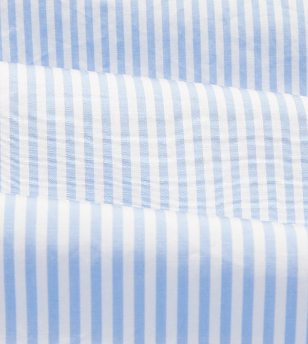 Drake's Light Blue Bengal Stripe Cotton Poplin Button-Down Shirt