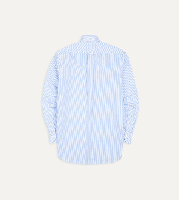 Drake's Light Blue Bengal Stripe Cotton Poplin Button-Down Shirt