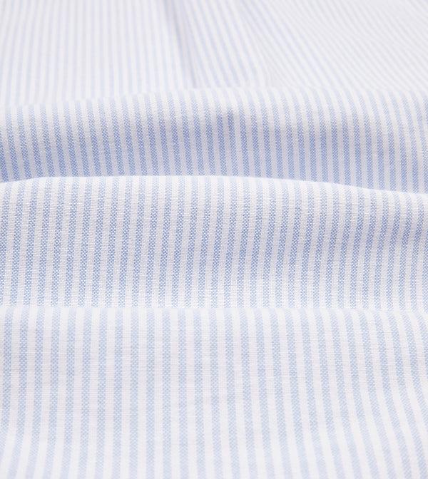 Drake's Light Blue Ticking Stripe Cotton Oxford Cloth Button-Down Shirt