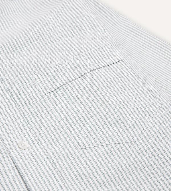 Drake's Light Green Ticking Stripe Cotton Oxford Cloth Button-Down Shirt