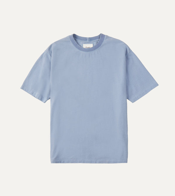 drake's Light Indigo Cotton Crew Neck Hiking T-Shirt