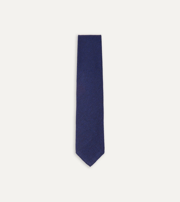 drake's Light Navy Pure Cashmere Solid Hand Rolled Tie