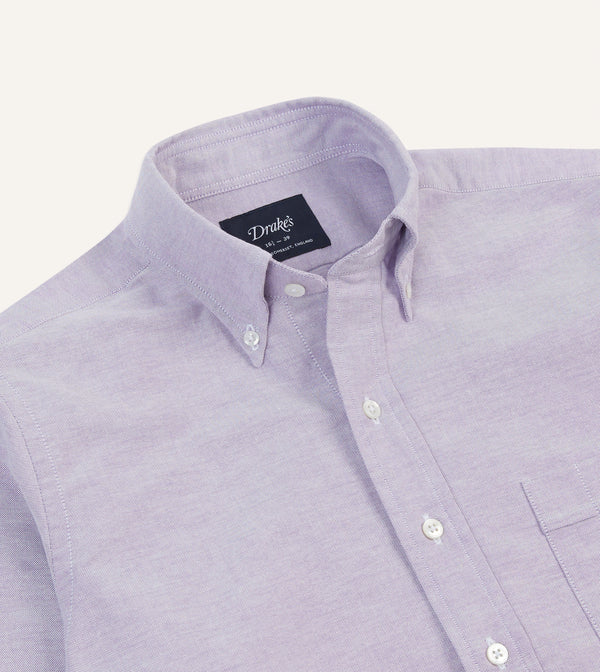 Drake's Lilac Cotton Oxford Cloth Button-Down Shirt