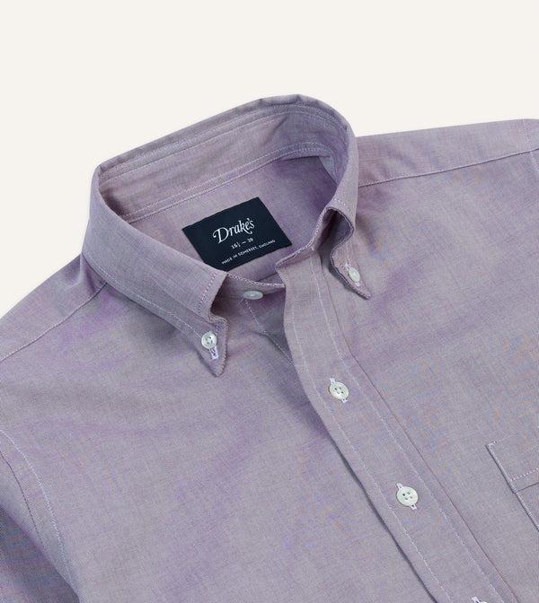 Drake's Lilac Pinpoint Oxford Cotton Cloth Button-Down Shirt
