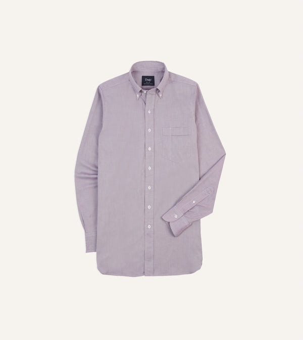 drake's Lilac Pinpoint Oxford Cotton Cloth Button-Down Shirt
