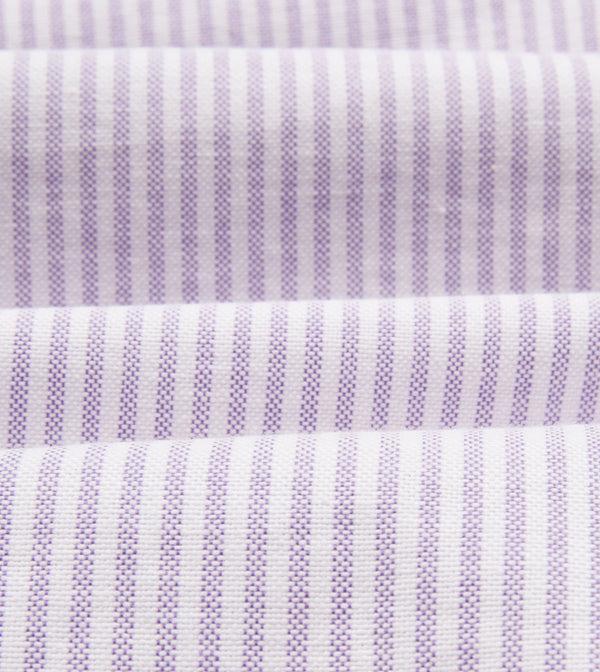 Drake's Lilac Ticking Stripe Cotton Oxford Cloth Button-Down Shirt