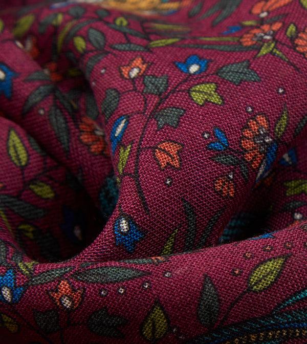 Drake's Magenta Birds Of Paradise Print Wool-Silk Square Scarf