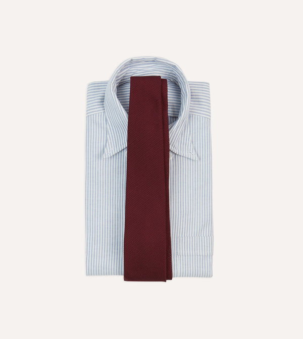 Drake's Maroon Fine Woven Grenadine Silk Hand Rolled Tie