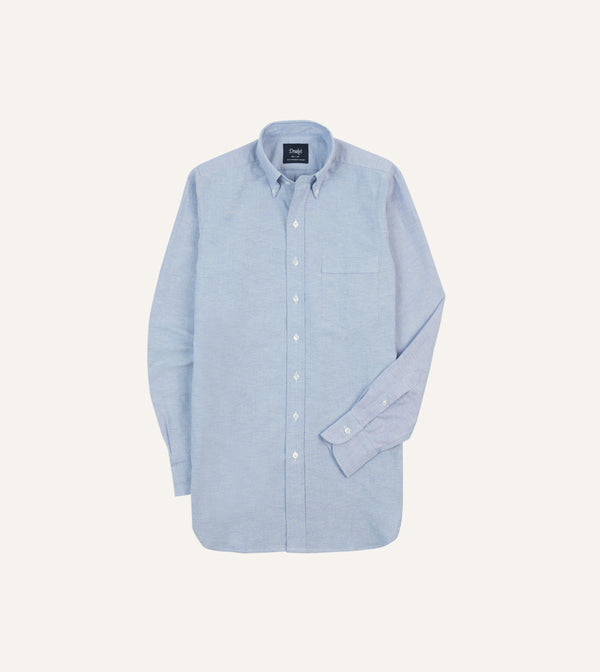 drake's Mid-Blue Cotton Oxford Cloth Button-Down Shirt
