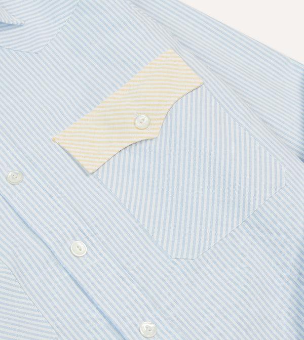 Drake's Multi Stripe Cotton Oxford Two-Pocket Western Fun Shirt