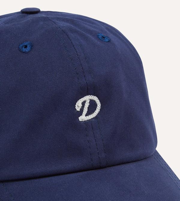 Drake's Navy Chainstitch 'D' Cotton Twill Baseball Cap
