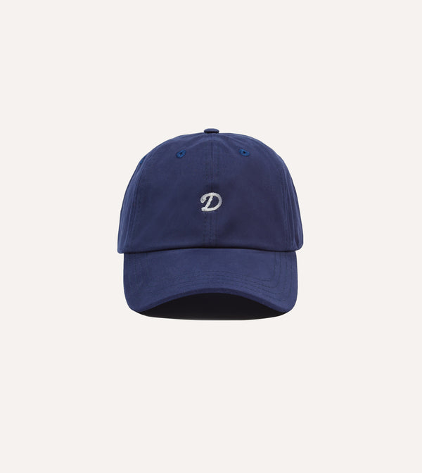 drake's Navy Chainstitch 'D' Cotton Twill Baseball Cap