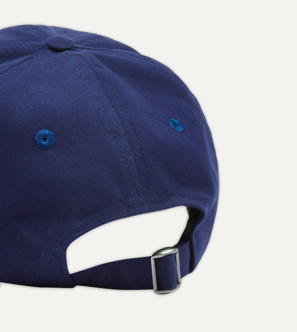 Drake's Navy Chequered 'D' Flag Emblem Cotton Twill Baseball Cap