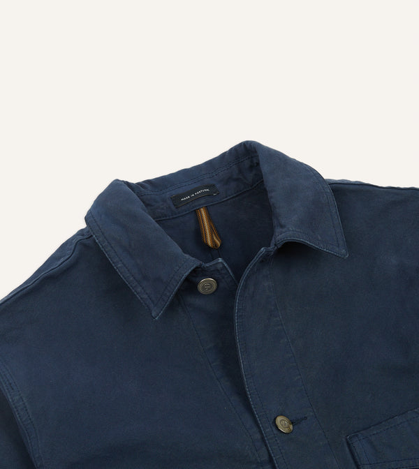 Drake's Navy Cotton Duck Canvas Five-Pocket Chore Jacket