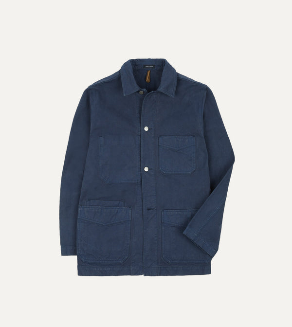 drake's Navy Cotton Duck Canvas Five-Pocket Chore Jacket