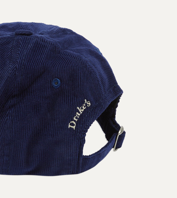 Drake's Navy 'D' Flag Emblem Cotton Corduroy Baseball Cap