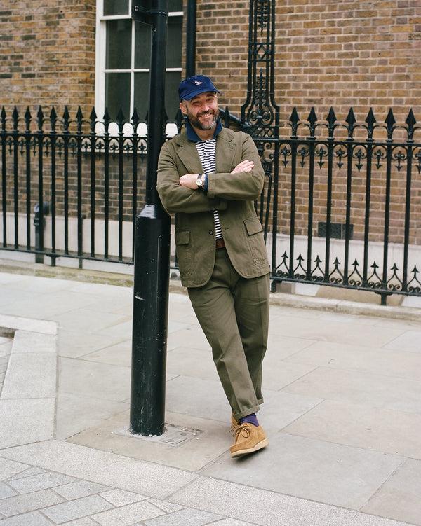 Drake's Navy 'D' Flag Emblem Cotton Corduroy Baseball Cap