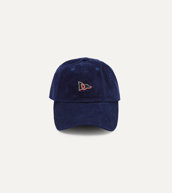 drake's Navy 'D' Flag Emblem Cotton Corduroy Baseball Cap