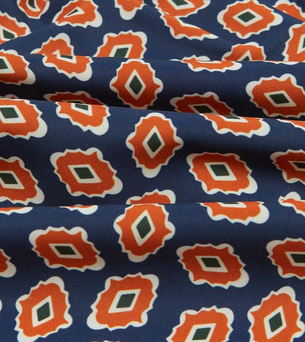 Drake's Navy Jumbled Medallion Print Nylon Swim Shorts