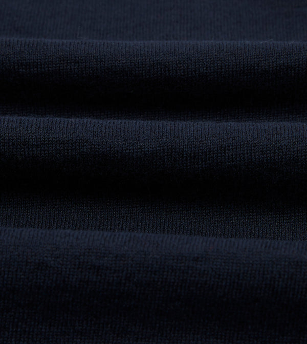 Drake's Navy Knitted Linen-Cotton Short-Sleeve Polo Shirt