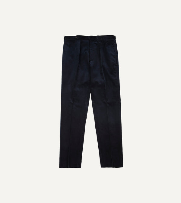 Drake's Navy Mid-Wale Corduroy Single Pleat Trouser