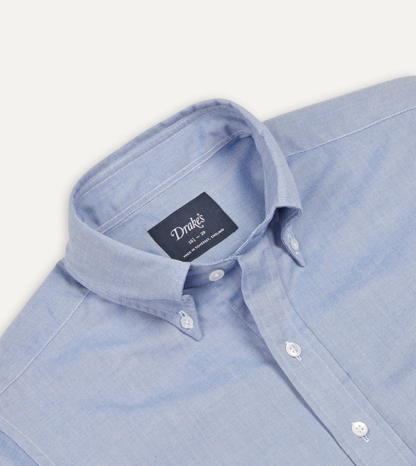 Drake's Navy Pinpoint Oxford Cotton Cloth Button-Down Shirt