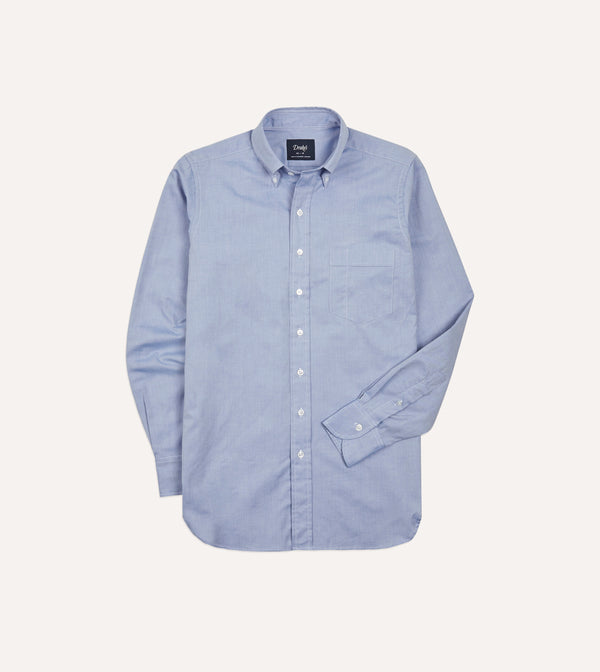 drake's Navy Pinpoint Oxford Cotton Cloth Button-Down Shirt
