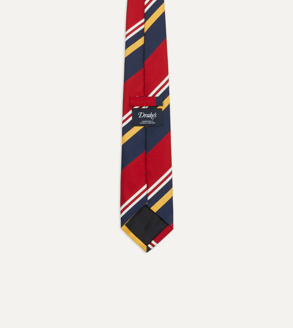 Drake's Navy Red And Yellow Baiadera Stripe Mogador Tipped Tie