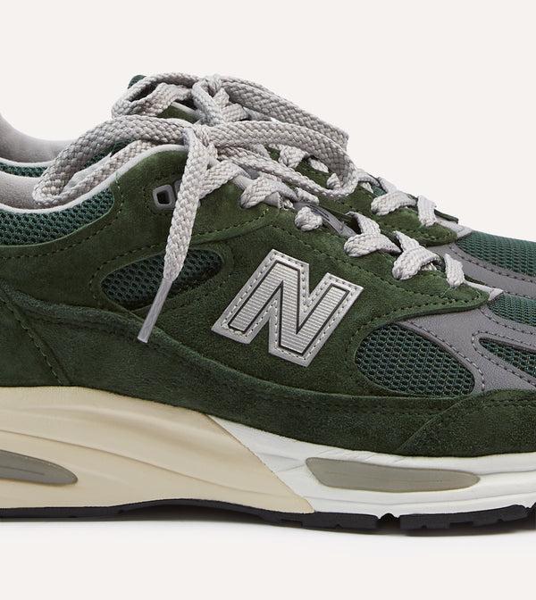 Drake's New Balance Kombu Green Made In UK 991v2 Trainers