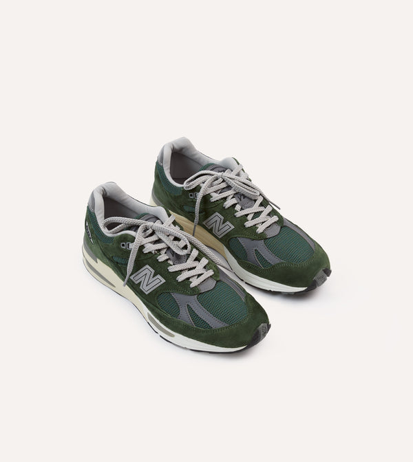 drake's New Balance Kombu Green Made in UK 991v2 Trainers