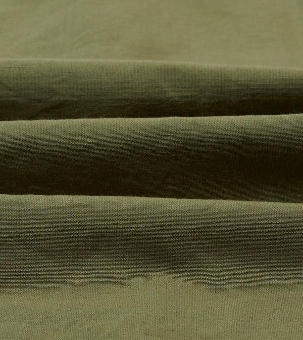 Drake's Olive Cotton-Linen Camp Collar Three Pocket Short Sleeve Shirt