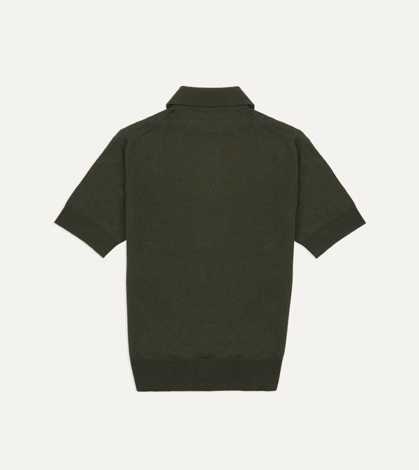 Drake's Olive Knitted Linen-Cotton Short-Sleeve Polo Shirt