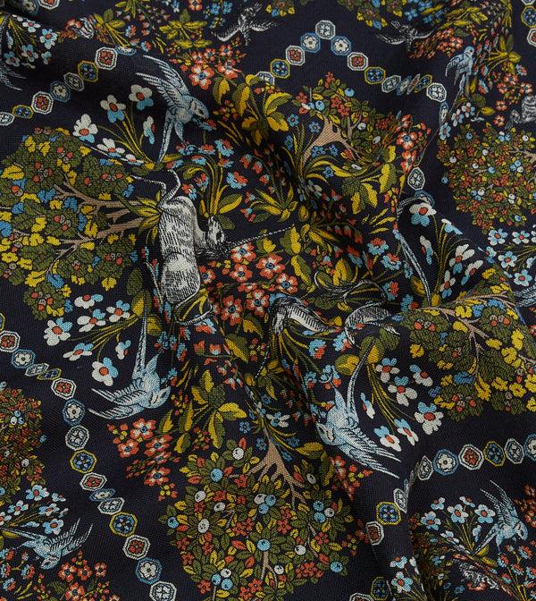 Drake's Orange Floral Unicorn Print Wool-Silk Pocket Square