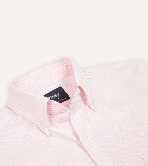 Drake's Pale Pink Ticking Stripe Cotton Oxford Cloth Button-Down Shirt