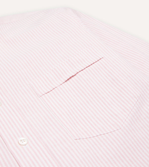 Drake's Pale Pink Ticking Stripe Cotton Oxford Cloth Button-Down Shirt