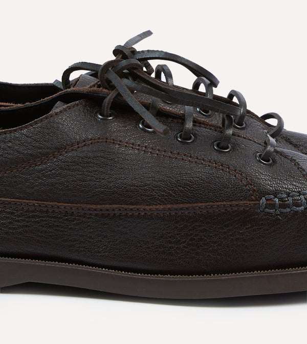 Drake's Paraboot For Drake's Malibu Brown Deer Leather Boat Shoe