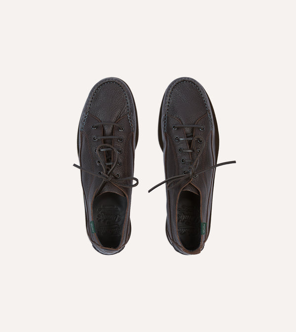 Drake's Paraboot For Drake's Malibu Brown Deer Leather Boat Shoe