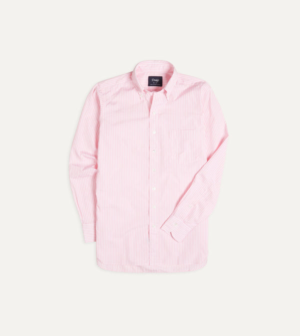 drake's Pink Bengal Stripe Cotton Poplin Button-Down Shirt