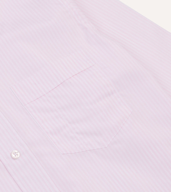 Drake's Pink Narrow Stripe Cotton Poplin Button-Down Shirt