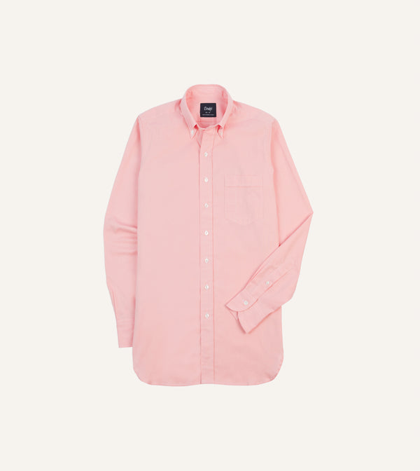 drake's Pink Pinpoint Oxford Cotton Cloth Button-Down Shirt