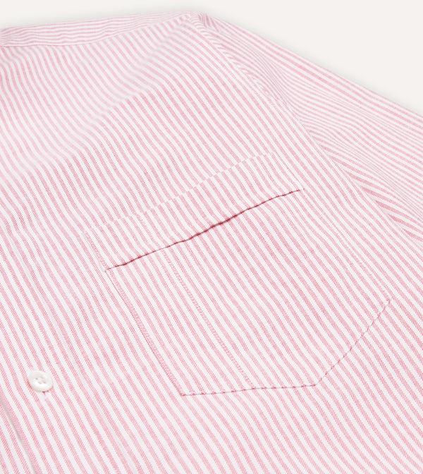 Drake's Pink Ticking Stripe Cotton Oxford Cloth Button-Down Shirt