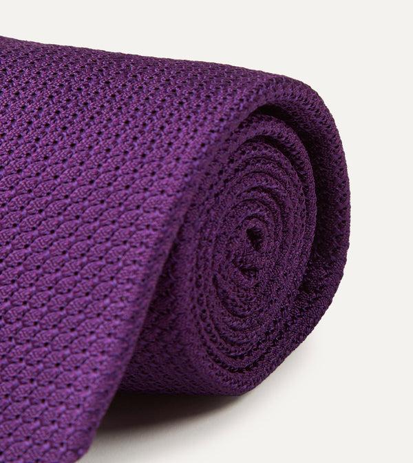 Drake's Purple Large Knot Grenadine Silk Tipped Tie