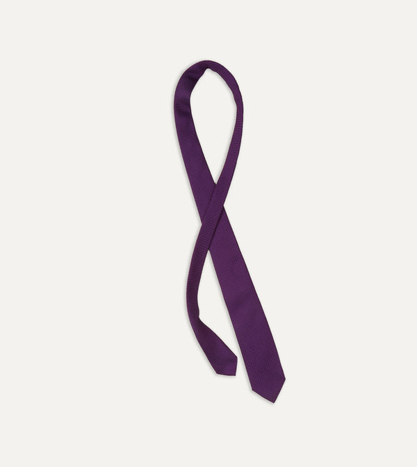 Drake's Purple Large Knot Grenadine Silk Tipped Tie