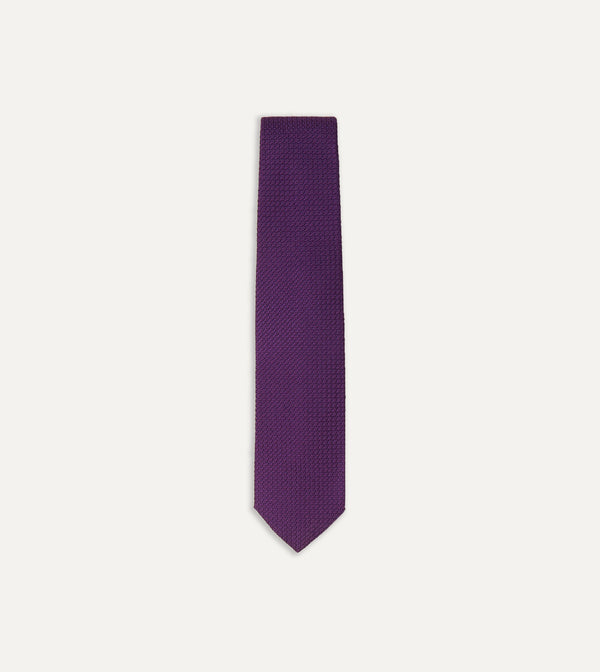 drake's Purple Large Knot Grenadine Silk Tipped Tie