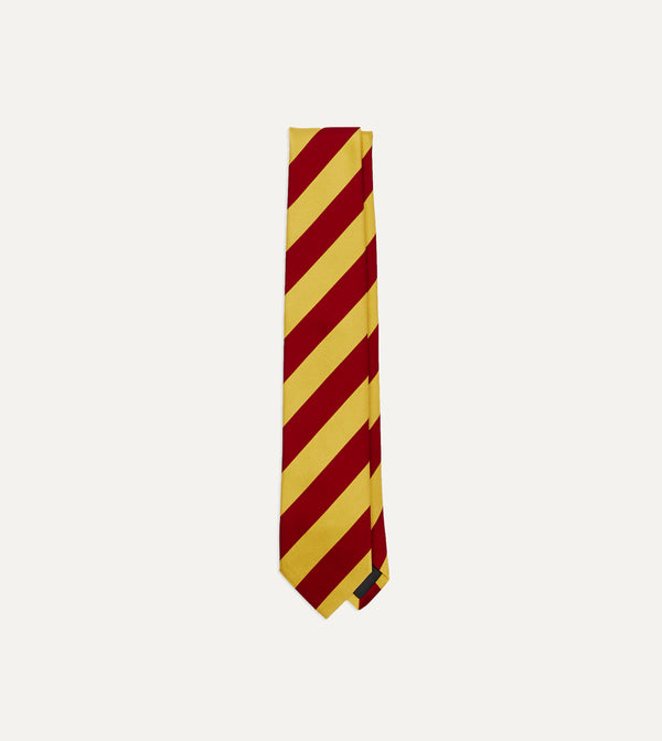 drake's Red and Yellow Broad Stripe Silk Tipped Tie
