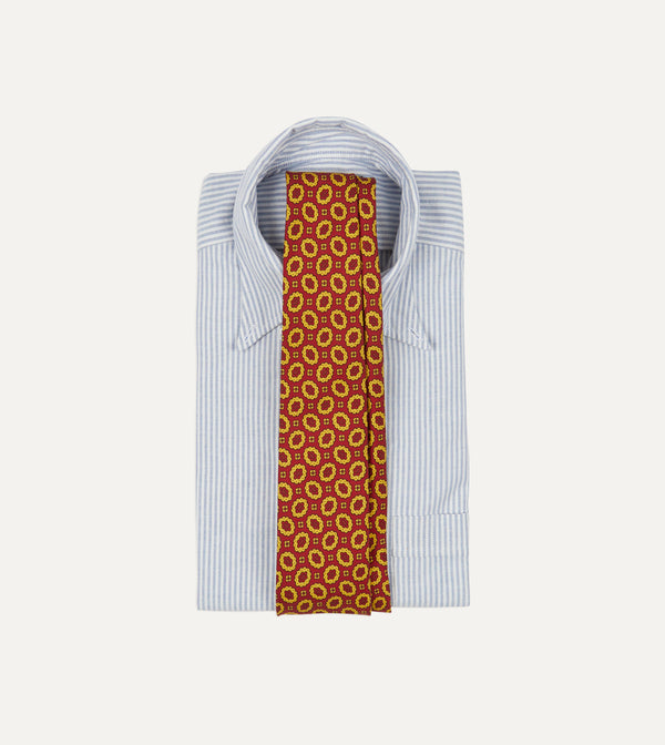 Drake's Red Flower Print 40oz Madder Silk Tipped Tie