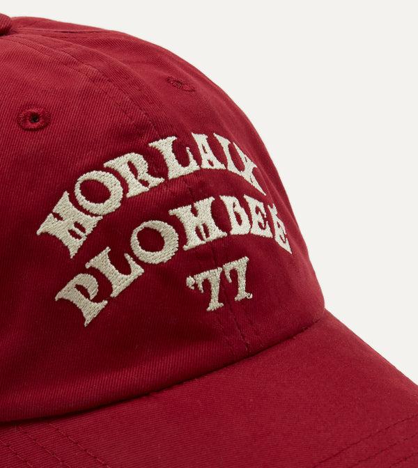 Drake's Red Morlaix Plombeé '77 Cotton Twill Baseball Cap